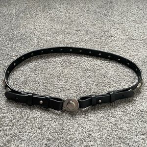 DVF Black Leather Silver Studded Waist Belt